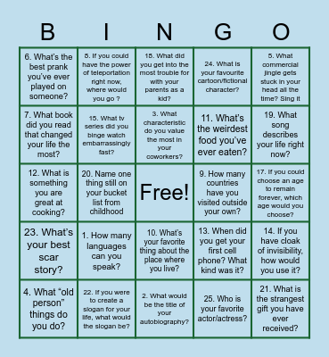 BINGO !!! Bingo Card