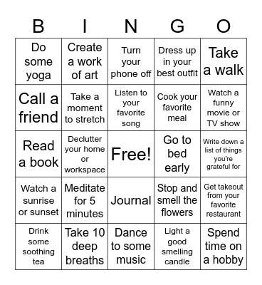 SELF-CARE BINGO Card