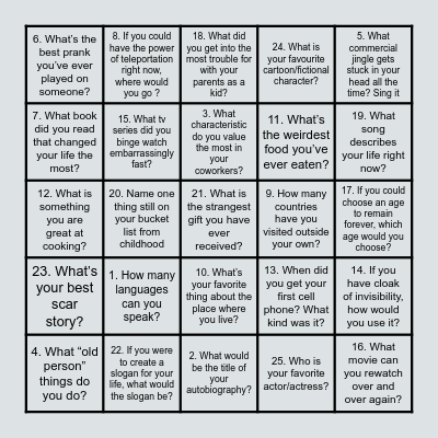 BINGO !!! Bingo Card