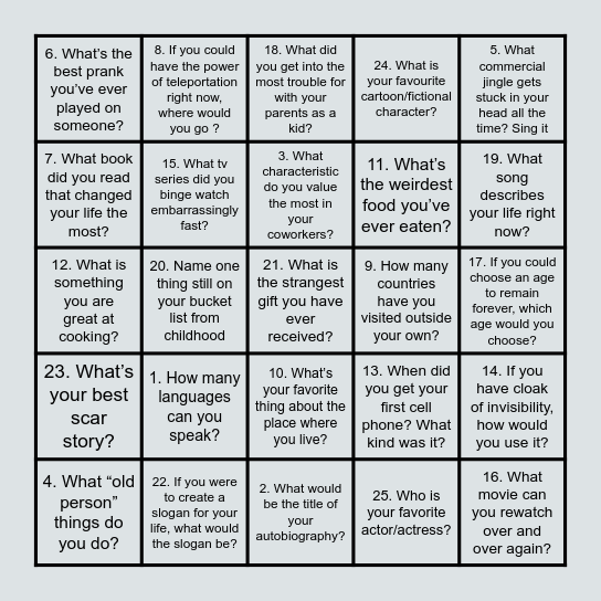 BINGO Bingo Card