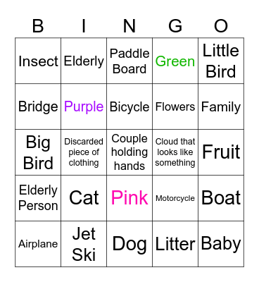 Neighborhood Walk Bingo Card