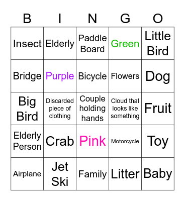 Neighborhood Walk Bingo Card