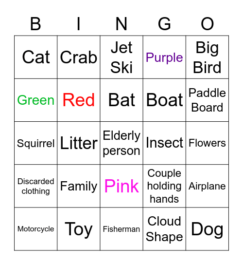 Neighborhood Walk Bingo Card