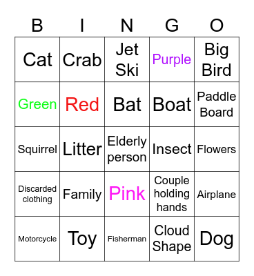 Neighborhood Walk Bingo Card