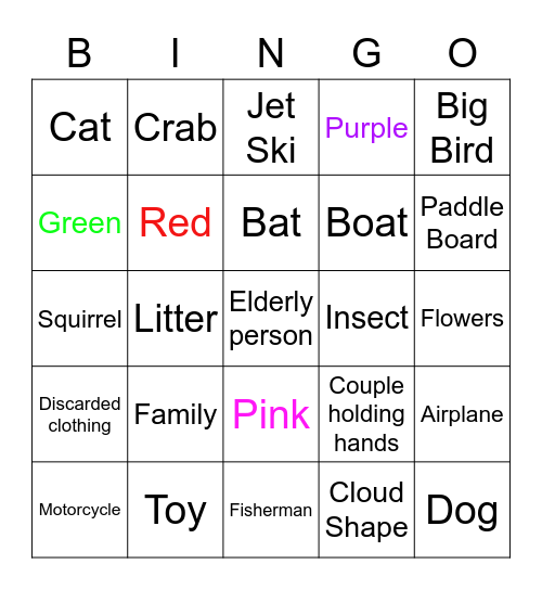 Neighborhood Walk Bingo Card