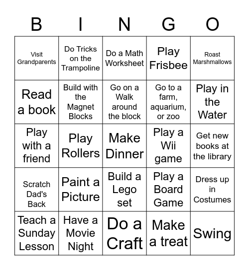 Summer Activities Part 2 Bingo Card