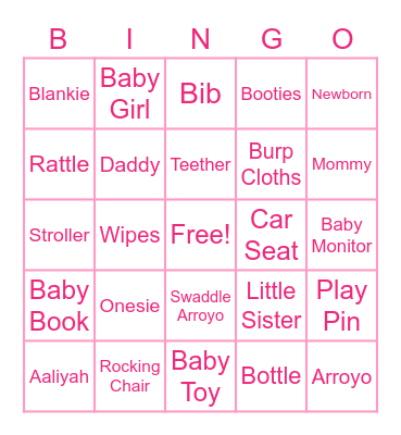 Baby Shower Bingo Card