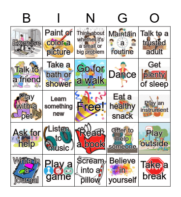 Coping Skills Bingo Card