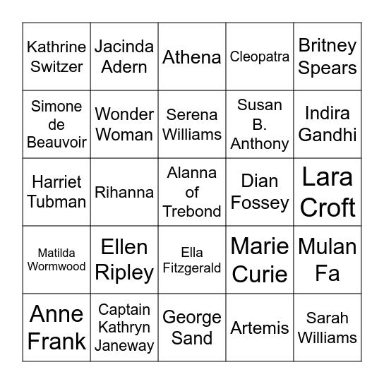 Little Feminist Bingo A Bingo Card