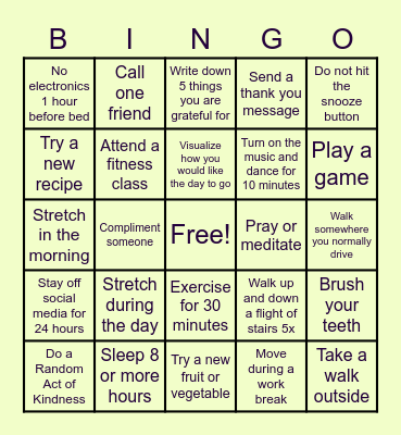 Stuart-Hobson Wellness Bingo Card