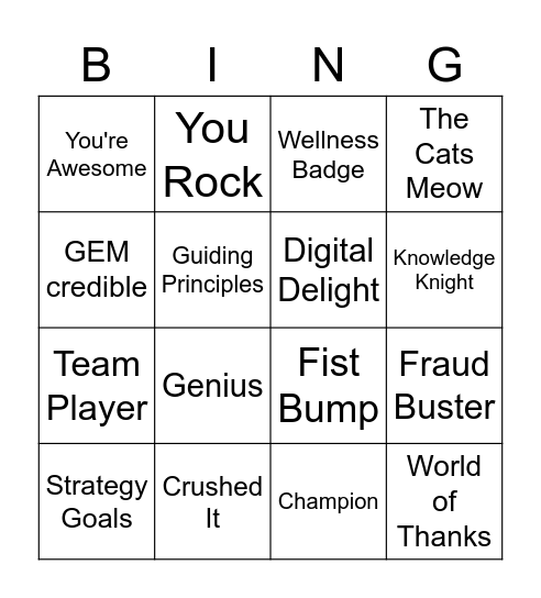 Peer to Peer Bingo Card