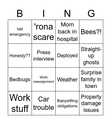 Catfish Bingo Card