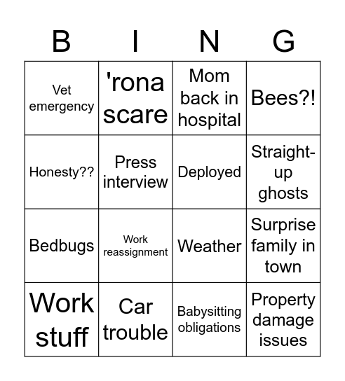 Catfish Bingo Card