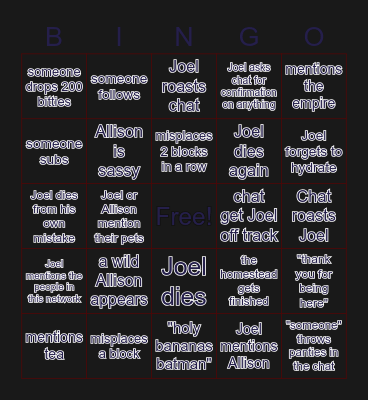 BritinDC Minecraft BINGO Card