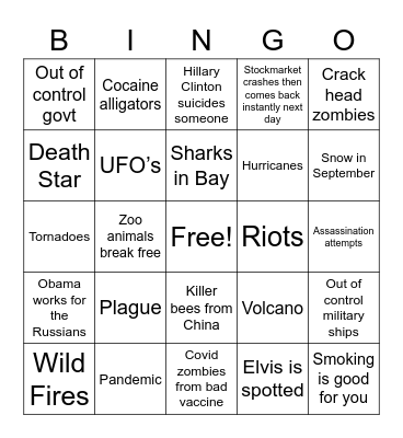 Apocalypse 2020 Bingo Card