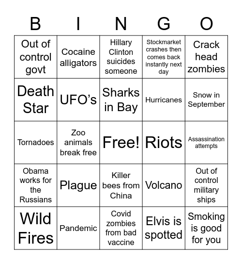 Apocalypse 2020 Bingo Card