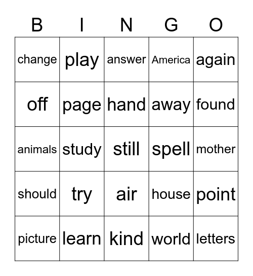 Fry 176-200 Bingo Card