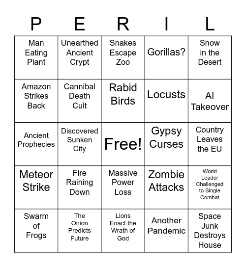 August Apocalypse Bingo Card