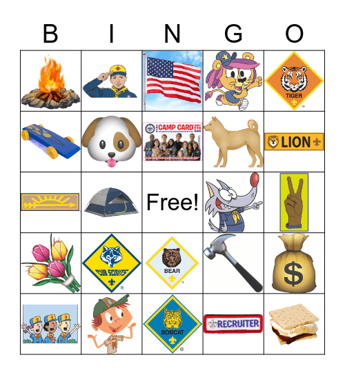 Cub Scout Picture Bingo Card