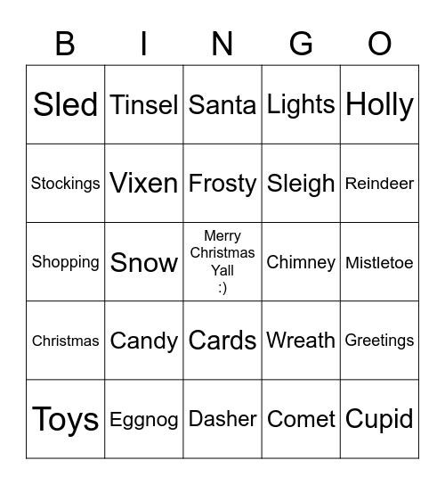 Christmas Eve At Papas House 2014, Christmas  TV Bingo Card