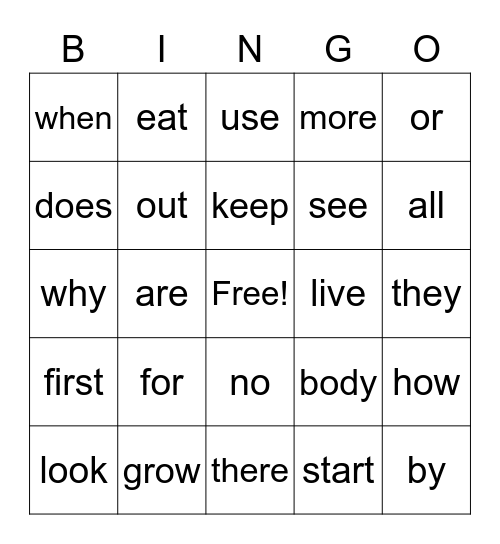 Unit 2 Sight Words, Unit 2, Unit 1.2 High Frequency Words Bingo Card