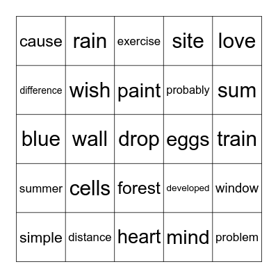 Second Grade Sight Words March Week 4 Bingo Card