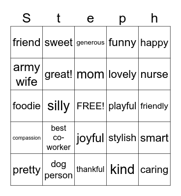 Getting to know you Bingo Card