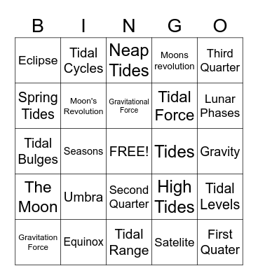 Lunar Bingo Card