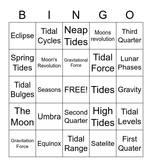 Lunar Bingo Card