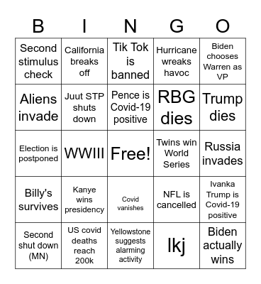 2020 BINGO Card