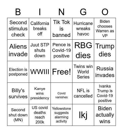 2020 BINGO Card