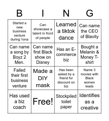 M&M Bingo Card