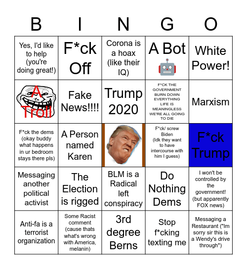 Trump or Drump Bingo Card