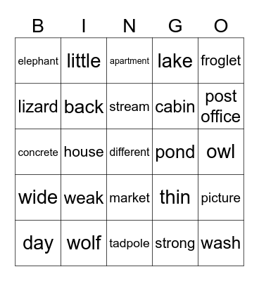 Voca King 2 Bingo- LJM1 Bingo Card