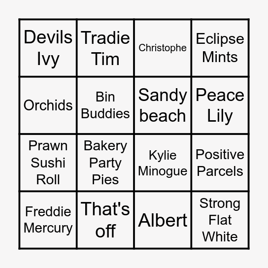 TIM-GO Bingo Card