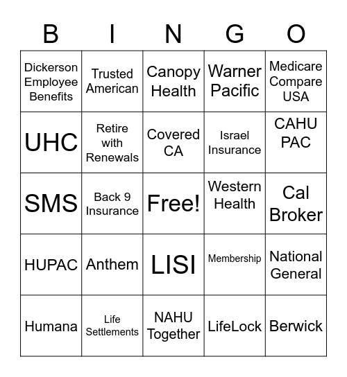 CA Statewide Medicare Expo Happy Hour Bingo Card