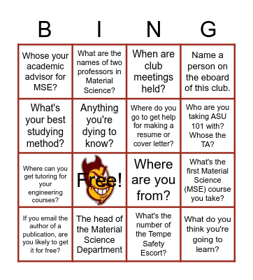 Material Advantage Bingo! Bingo Card