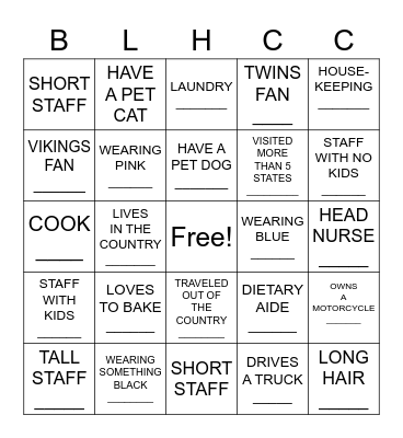 STAFF BINGO Card