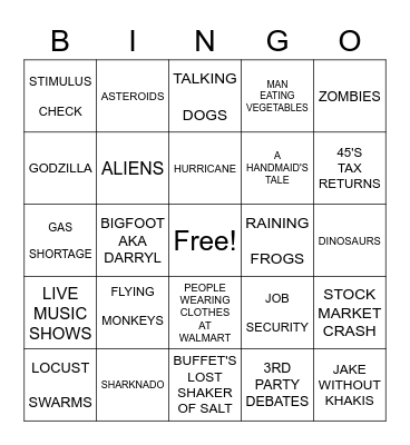 August Corona Bingo Card