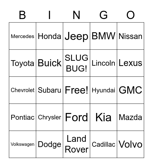 2020 Vacation Bingo Card