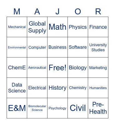 Clarkson Majors Bingo Card