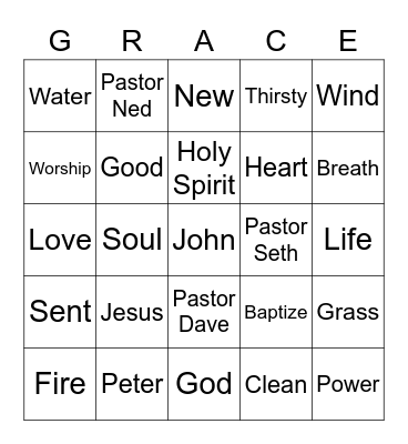 GraceKids - Worship on the Lawn Bingo Card