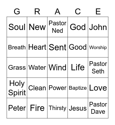 GraceKids - Worship on the Lawn Bingo Card