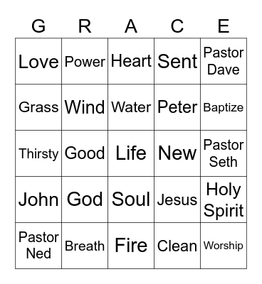 GraceKids - Worship on the Lawn Bingo Card