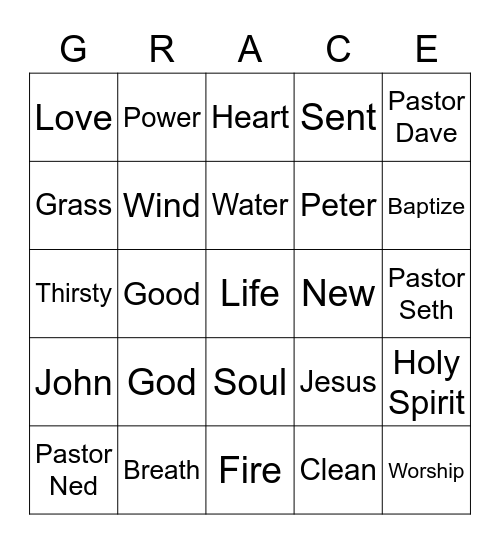 GraceKids - Worship on the Lawn Bingo Card