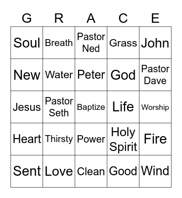 GraceKids - Worship on the Lawn Bingo Card