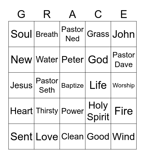 GraceKids - Worship on the Lawn Bingo Card