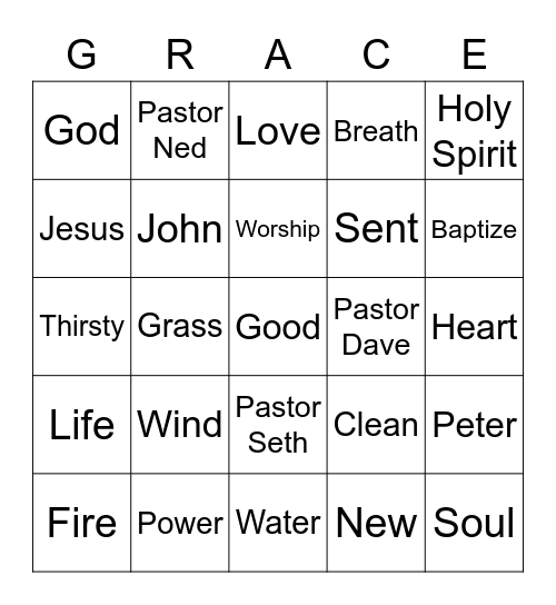 GraceKids - Worship on the Lawn Bingo Card