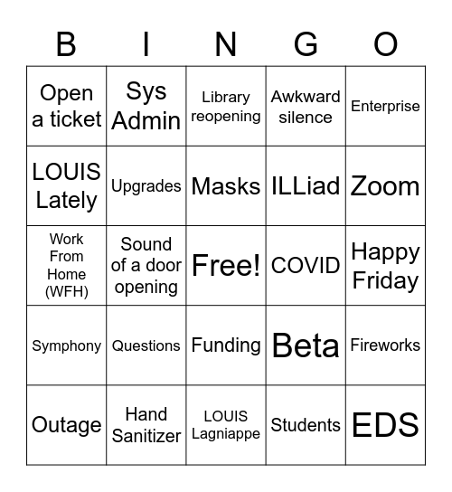 LOUIS Watercooler Bingo Card