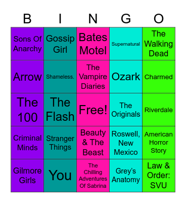 Netflix Challenge Bingo Card